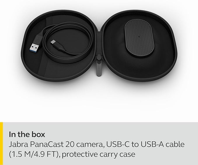 Jabra PanaCast 20 Conferencing Camera - Flexible Plug & Play Personal Video Solution Computer Webcam with AI-Powered 4K Ultra-HD, Intelligent Zoom, and Lighting Optimization - Black