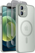 Symcele Designed for iPhone 12 Case, Compatible with MagSafe, with Privacy Screen Protectors X2, [Camera Protection] [15FT Military Drop Protection] Shockproof Phone Case, 6.1", Calke Green