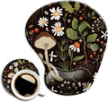 Ergonomic Mouse Pad with Wrist Support and Coaster,Mouse Pads with Non-Slip PU Base for Home Office Working Studying Easy Typing & Pain Relief Daisy