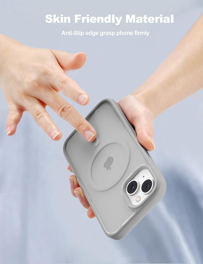 Tigowos for iPhone 15 Plus&iPhone 14 Plus Phone Case Fits MagSafe 10FT Drop Resistant Matte Skin Feeling Back Cover for iPhone 15 Plus&iPhone 14 Plus Case,Grey