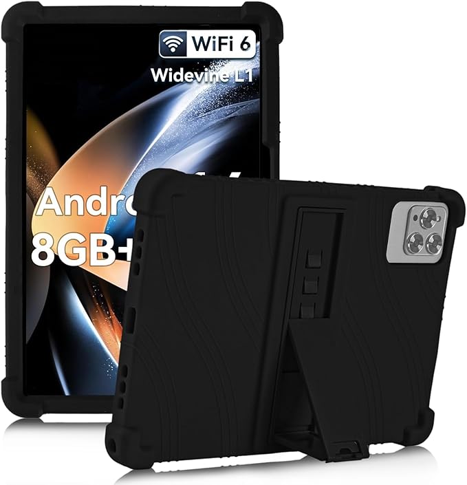 ATOOZ for ROWT 10.1 inch Tablet Case,Soft Silicone Case for ROWT A10/SVITOO Tab 10/Aiprotablet C20e/ZONKO D115/MB1001 10.1 inch Tablet with Stand (Black)