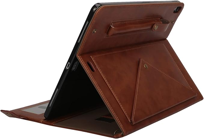 Handbag Case for Apple iPad 5/iPad 6 9.7", iPad Air 1st/2nd Generation Cases, Techcircle Folio Stand Crossbody Wallet Case with Pencil Holder, Hand Strap & Shoulder Strap Soft Protective Cover, Coffee