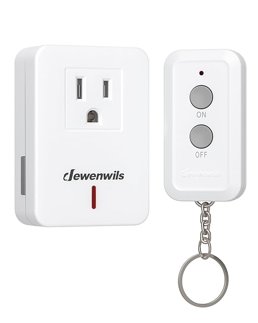 DEWENWILS Indoor Remote Control Outlet, Expandable Remote Light Switch Kit, Wireless On Off Power Switch, 100ft RF Range, Compact Design, White