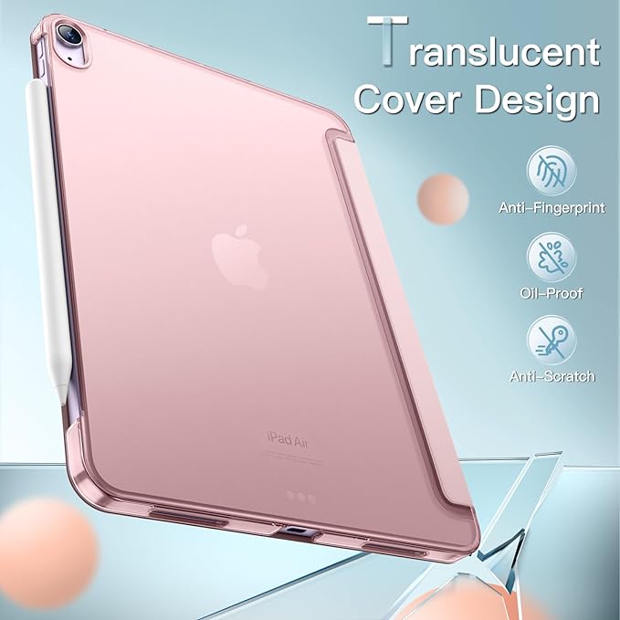 JETech Case ONLY for iPad Air 11-Inch M4/M3/M2 (2026/2025/2024), iPad Air 5/4 (2022/2020 5th/4th Generation 10.9-Inch), Slim Stand Hard Back Shell Cover with Auto Wake/Sleep (Pink)