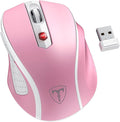 HOTWEEMS D-09 Wireless Mouse for Laptop - Ergonomic Plus Computer USB Cordless Mice, Ergo Grips, Lightspeed 5-Level 2400 DPI, 16 Months Battery, Portable for PC Mac Chromebook, 6 Button, Flamingo Pink