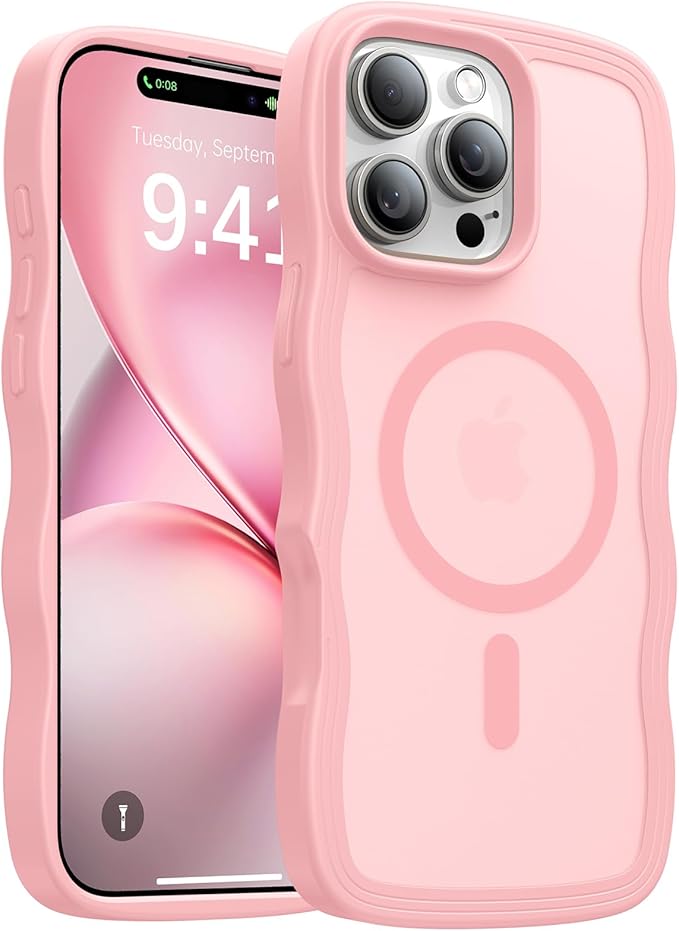 Magnetic for iPhone 15 Pro Max Case[Compatible with MagSafe][Military-Grade Drop Protection][Anti-Yellowing] Shockproof Translucent Matte Cover for iPhone 15 Pro Max Phone Case,Peach Pink