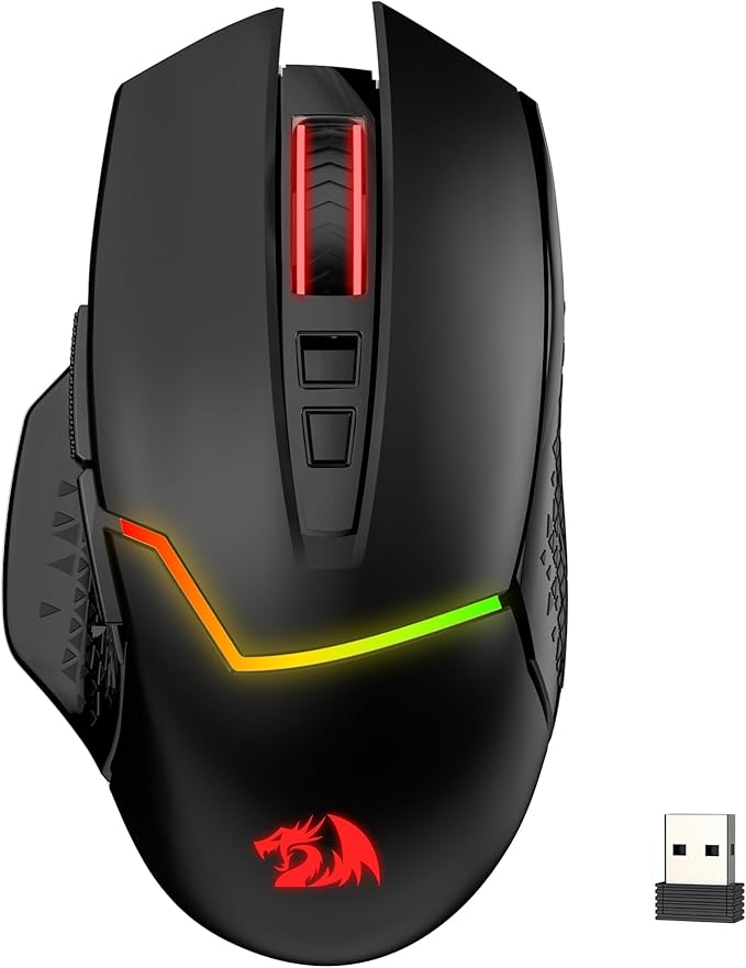 Redragon M690 MAX Wireless Gaming Mouse, Tri-Mode RGB Mice w/ 7 Macro Buttons, 12800 DPI, 400mAh Rechargeable Mouse for PC/Mac/Laptop