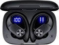 Wireless Bluetooth Sports Earbuds - Over-Ear Hook Headphones with LED Display - Touch Control & Voice Assistant - Wireless Charging Case – for Running - Gym - Workout (Black)