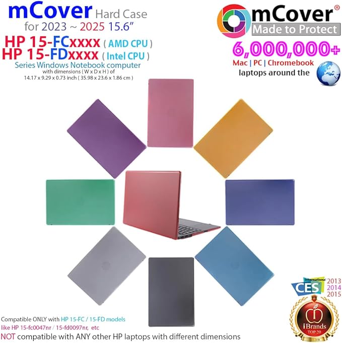 mCover Case Compatible ONLY for 2023-2025 15.6-inch HP Laptop 15-FCxxxx / 15-FDxxxx Series Windows Notebook PC (NOT Fitting Any Other HP Laptop Models) - Clear
