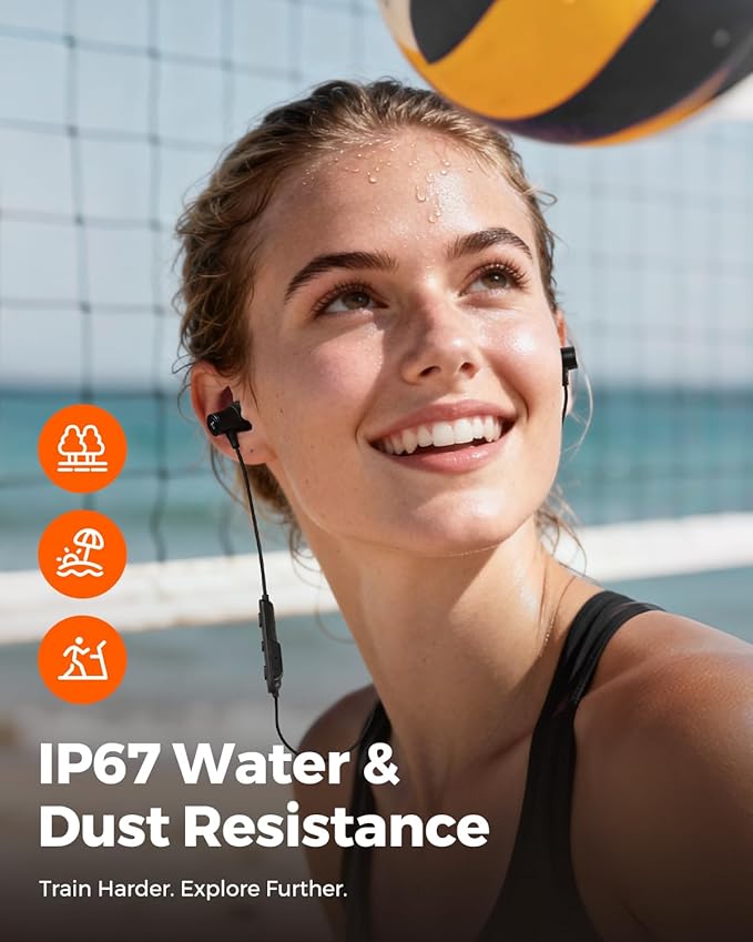 Truefree Wireless Earbuds, HD-100 Bluetooth 6.0 Sport Earphones, Magnetic Wireless Headphones, 11mm Driver Spatial Audio, IP67 Waterproof, 20H Playtime, AI Enhanced Calls, App Control, Dual Connection