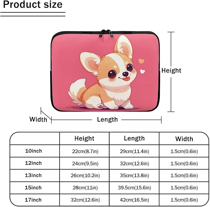 Cute Corgi Laptop Sleeve for Women Girls 10 Inch Laptop Accessories with Versatile Uses Lap Top Case Portable Computer Sleeve Laptop Pouch Ideal Gifts for Holidays Pink