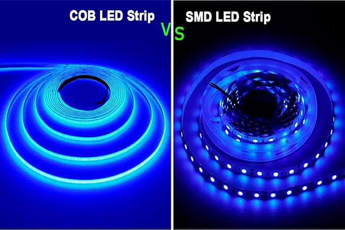 TOPAI 12V Thin 5mm Blue COB LED Strip Light Narrow 16.4ft Bright Uniform Dotless 400LEDs/M Adhesive Flexible Cuttable LED Tape for DIY, Bedroom, Under Cabinet Lighting