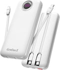 Portable Charger with Built in Cables，10000mAh 22.5W Max High-Speed Charging Power Bank with 4 Outputs 2 Inputs,External Travel Battery Pack for iPhones Android,iPad (Pearl White)