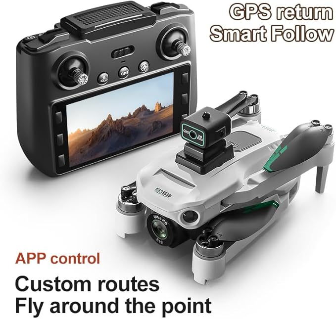 GPS Drone With Screen On Controller, Auto Go Home, 4K EIS Camera, One Click Return, Tracking Function, Speed Adjustment, LED Lights, 5G WiFi Image Transmission, Gesture Shooting, Optical Flow Positioning, Headless Mode, Dual Cameras, Automatic Return W...