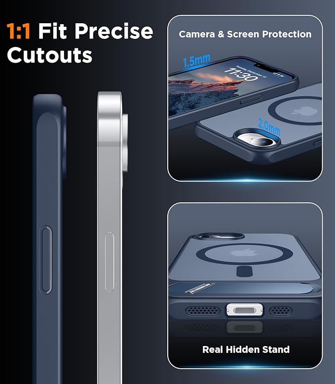 Magnetic Compatible with SE4 Case, [Built-in Invisible Kickstand][Military Grade Shockproof] Slim Translucent Matte Phone Case
