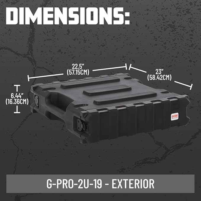 Gator Cases Pro Series 2U Rack Case with Standard 19" Depth, Roto Molded Made in USA (G-PRO-2U-19)