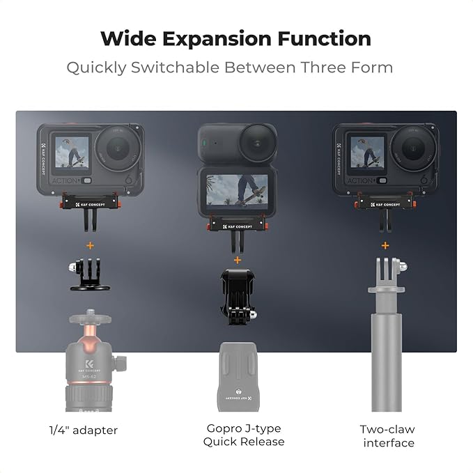 K&F CONCEPT 2 Pack Magnetic Adapter Mount for DJI Osmo Nano/Osmo Action 6, Quick Release Extension Base Bracket with 1/4" Adapter/Quick-Release Buckle for Tripod, Action Camera Vlogging Accessories