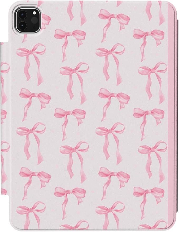 Case for iPad Air 13 Inch M4 (2026)/ M3 (2025)/ M2 (2024), iPad Pro 12.9-inch 6th/5th/4th/3rd Generation Case, Trifold Multi-Angle Stand, Magnetic Flap, Full Protective Cover, Pink Bows