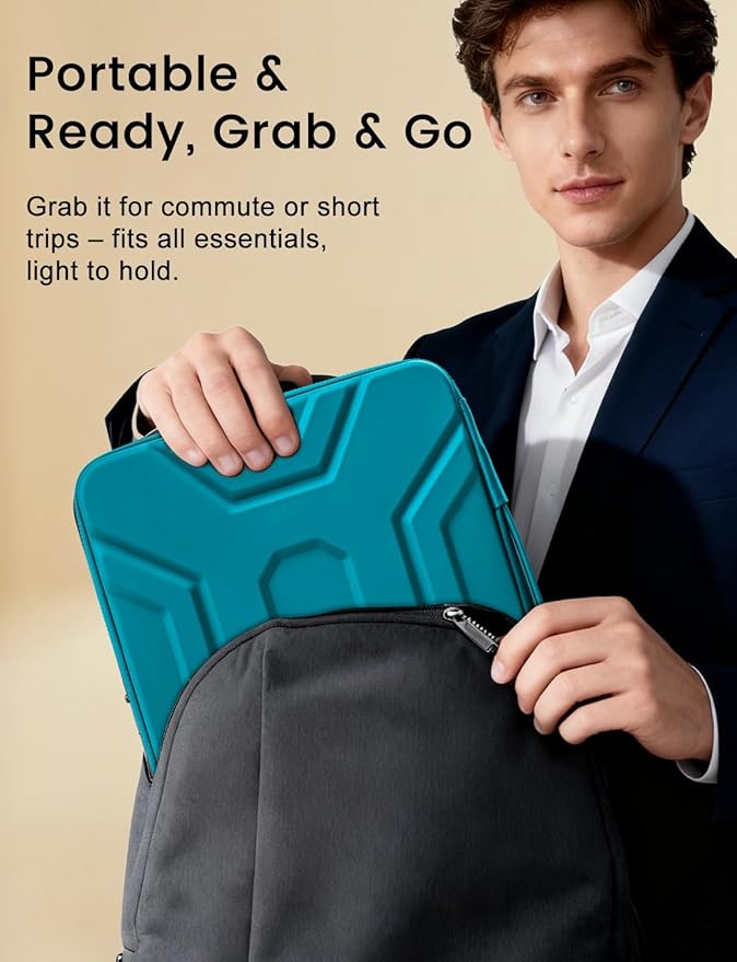 DOMISO 14 inch Laptop Sleeve with Handle, Shockproof & Waterproof EVA Protective Laptop case, Hard Laptop Sleeve for 14" HP Dell Asus Lenovo Laptop, Teal