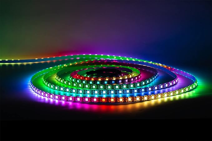 WS2812B LED Strip Individual Addressable Light 60Pixels/m SMD 5050 RGB Pixel Strip DC5V (16.4FT 300LEDS Waterproof IP65, White PCB)