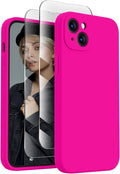 FireNova Designed for iPhone 15 Case, Silicone Upgraded [Camera Protection] Phone Case, Soft Anti-Scratch Microfiber Lining Inside, 6.1 inch, Hot Pink