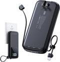 LOVELEDI Portable-Charger-Power-Bank - 15000mAh Power Bank Supports PD 30W Fast Charging Built-in AC Wall Plug and 2 Output Cables with LED Display for iPhone iPad and Most Electronic Devices(Black)
