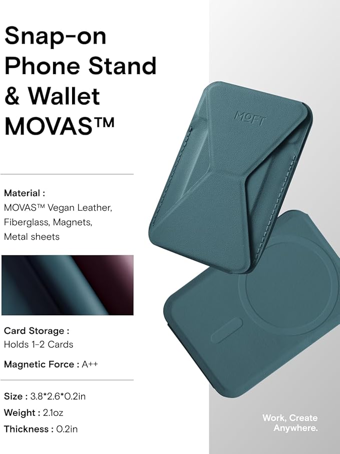 MOFT Magnetic Wallet Stand Compatible with iPhone 17/16/15/14/13/12 Series, Angle Adjustment & Magsafe Compatible MOVAS Phone Stand,Jungle