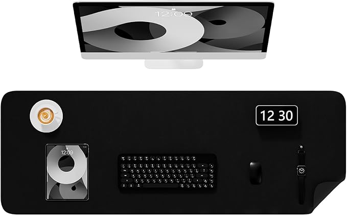 Desk Pad, 48" x 17" PU Leather Non-Slip Desk Mat Large Mouse Pad for Desktop, Waterproof Laptop Computer Writing Mat for Office, Home, Work, Gaming, Black