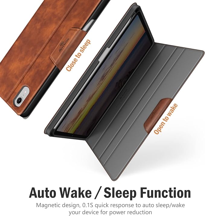 Antbox Case for iPad mini 7 A17 Pro, iPad mini 7th/6th Generation Case (2024/2021) with Pencil Holder Vegan Leather Smart Cover with Auto Sleep/Wake Stand Function