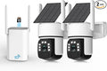 Solar Security Cameras Wireless Outdoor,2 Cam-Kit,Solar-Powered,No Subscription,Home Security Cameras System with 4MP Color Night Vision,Auto Tracking,Spotlight & Siren,64GB Memory Card, 2.4 & 5G WiFi
