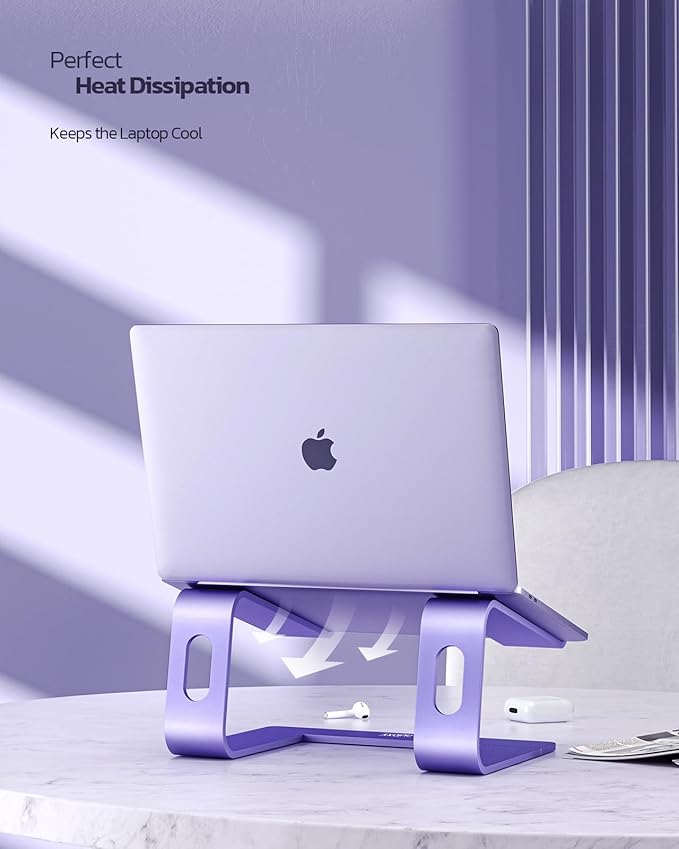 Nulaxy Ergonomic Aluminum Laptop Stand - Detachable Riser for 10-15.6' Laptops (Purple)