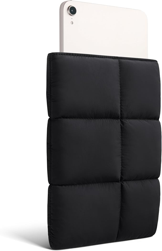 Comfyable Puffy Tablet Sleeve 7-8 Inch Compatible for iPad mini 7 2024 A17 Pro, Mini 6 2021 A15, Quilted Puffer Tablet Carrying Case for Women Men, Black