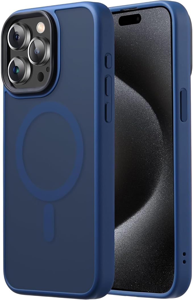 Tigowos for iPhone 15 Pro Max case Fits MagSafe 10FT Drop Resistant Matte Skin Feeling Shockproof Back Cover Fits iPhone 15 Pro Max Phone Cases, Matte Blue