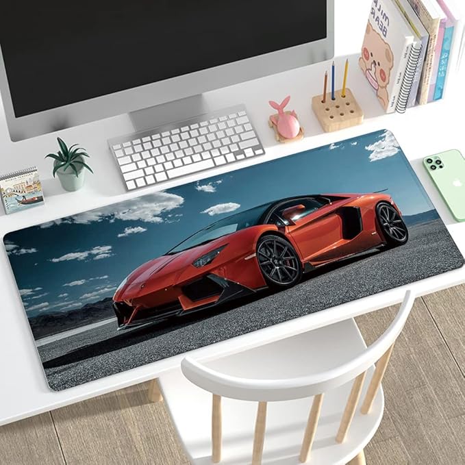 31.5x11.8 Inch Non-Slip Long Extended Large Gaming Mouse Pad with Stitched Edges XL Laptops Keyboard Mouse Mat(Lambo)