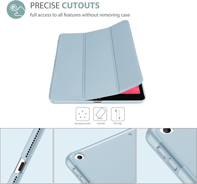 ProCase Smart Case for iPad 9.7 Inch iPad 6th/5th Generation 2018 2017(Model: A1893 A1954 A1822 A1823), Ultra Slim Lightweight Stand Cover with Translucent Frosted Back -SkyBlue