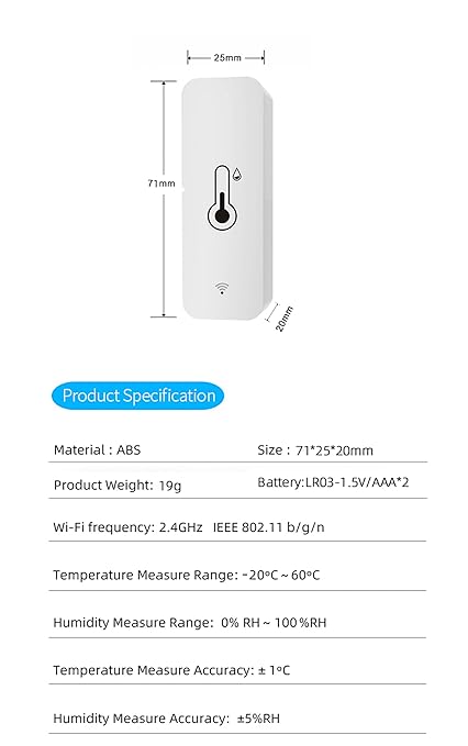 4-Pack WiFi Temperature Humidity Sensor: Indoor Thermometer Hygrometer with App Alert, Free Data Storage Export, Smart Temperature Humidity Monitor for Home Pet Greenhouse, Compatible with Alexa