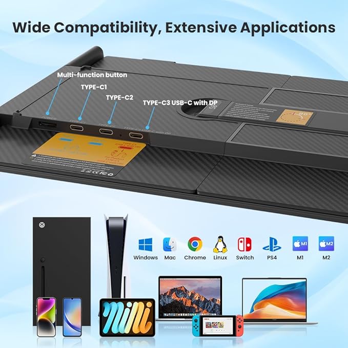 Hyangin Laptop Screen Extender 14-inch, 2026 Upgraded Ultra-Slim 1080P Laptop Monitor Extender, Ultra-Light Dual Screen Portable Monitor for 13-17.3" Laptops, Compatible with Windows/Mac/Linux/Chrome