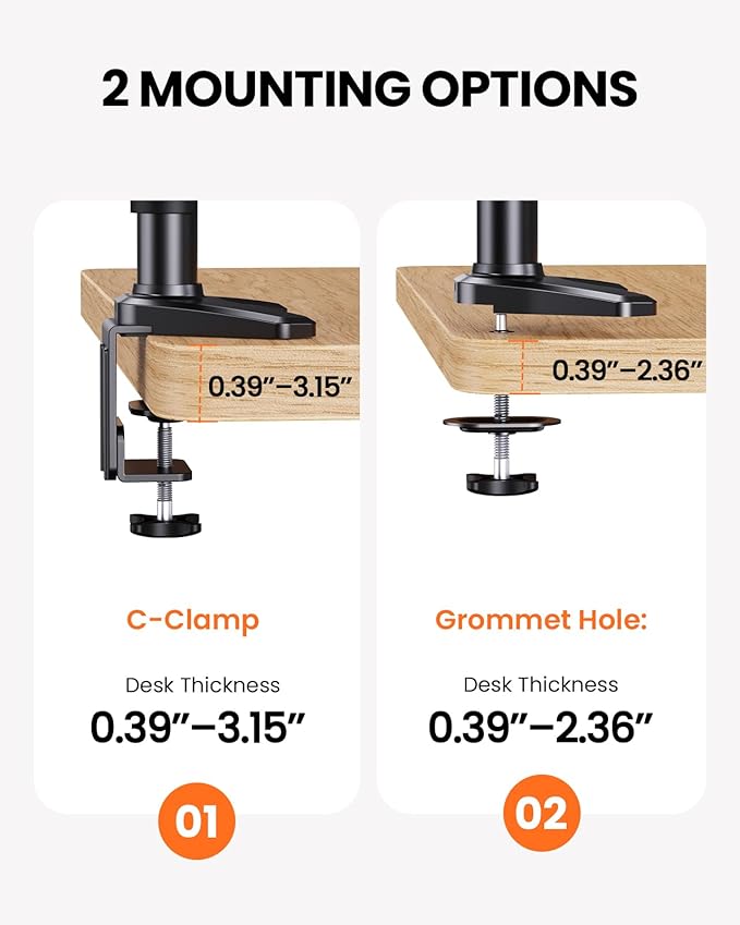 ErGear Triple Monitor Mount, Fully Adjustable Gaming 3 Monitor Desk Mount for 17 to 32 inch Computer Screens, Swivel, Tilt, Rotation, C-Clamp & Grommet Base