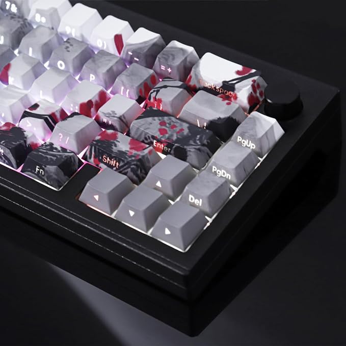 Tsungup PBT Keycaps - Side Print Keycap Set,135 Keys Double Shot Shine Through Landscape Painting Custom Keycaps,Cherry Profile Keyboard Key caps for Cherry MX Switches Mechanical Keyboards