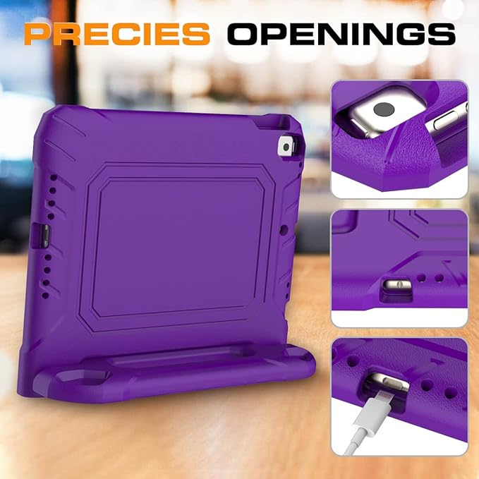 Kids Case for iPad 9th/8th/7th Generation 10.2 Inch 2021/2020/2019, Case for iPad Air 3rd Gen/Pro 10.5 Inch, Durable Shockproof Cover with Screen Protector for iPad 10.2 & 10.5, Purple