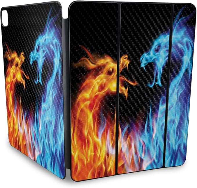 Carbon Fiber Skin Compatible with Apple Smart Folio for iPad Pro 13-inch (M4/M5) 2025 - Dueling Dragons - Premium 3M Vinyl Protective Wrap Decal Cover | Crafted in The USA by MightySkins