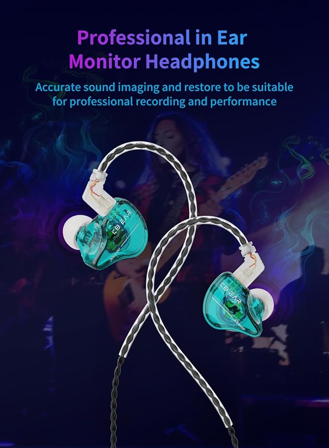 KBEAR Storm in Ear Headphones Wired Earbuds for Musicians Singers on Stage Studio Church,Crisp Clarity Sound Nice Round Bass IEM Earphones Monitor Hi Res Detachable OFC Silver-Plated Cable