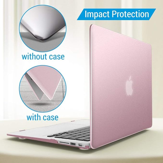 IBENZER Compatible with MacBook Air 11 Inch Case Model A1370 A1465, Soft Touch Plastic Hard Shell Case Bundle with Keyboard Cover for Mac Air 11, Rose Gold, A11MPK+1A