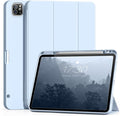 Aoub New iPad Pro 12.9 Case 6th Generation 2022 / 5th Gen 2021/ 4th Gen 2020 with Built-in Pencil Holder, Auto Wake/Sleep, Slim Stand Soft Back Shell Smart Cover for iPad Pro 12.9 Inch, Sky Blue