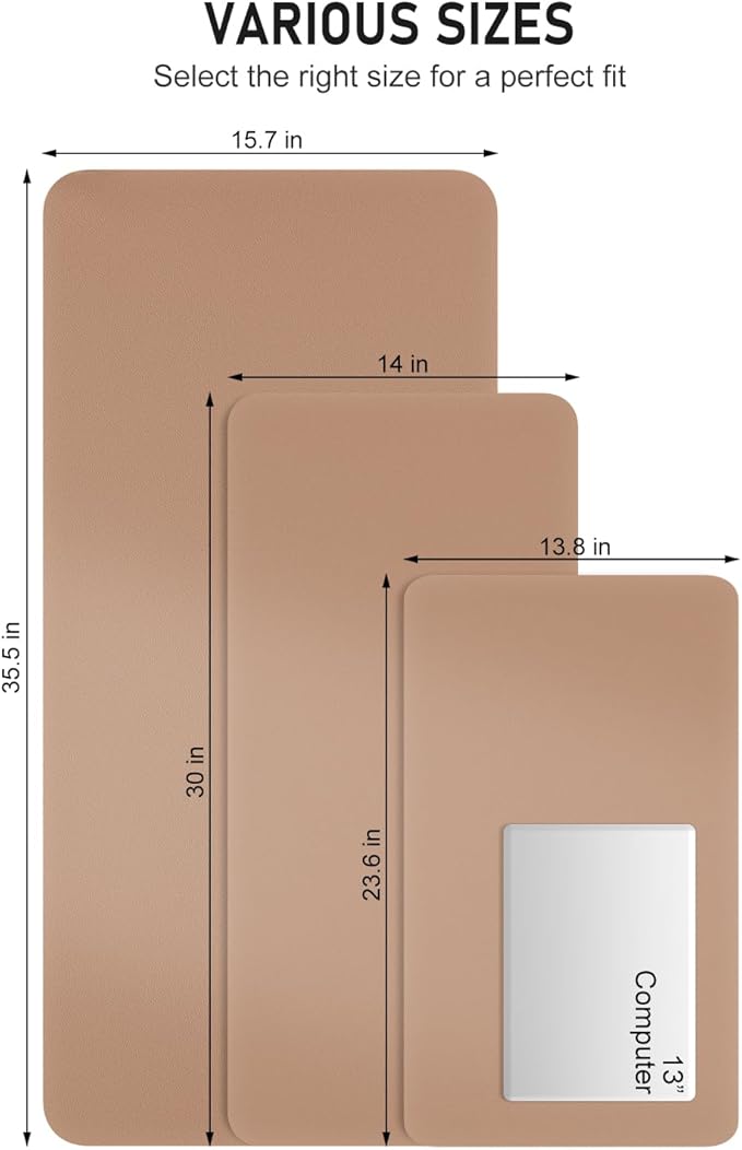 Desk Pad, 30" x 14" PU Leather Non-Slip Desk Mat Large Mouse Pad for Desktop, Waterproof Laptop Computer Writing Mat for Office, Home, Work, Gaming, Champagne Gold