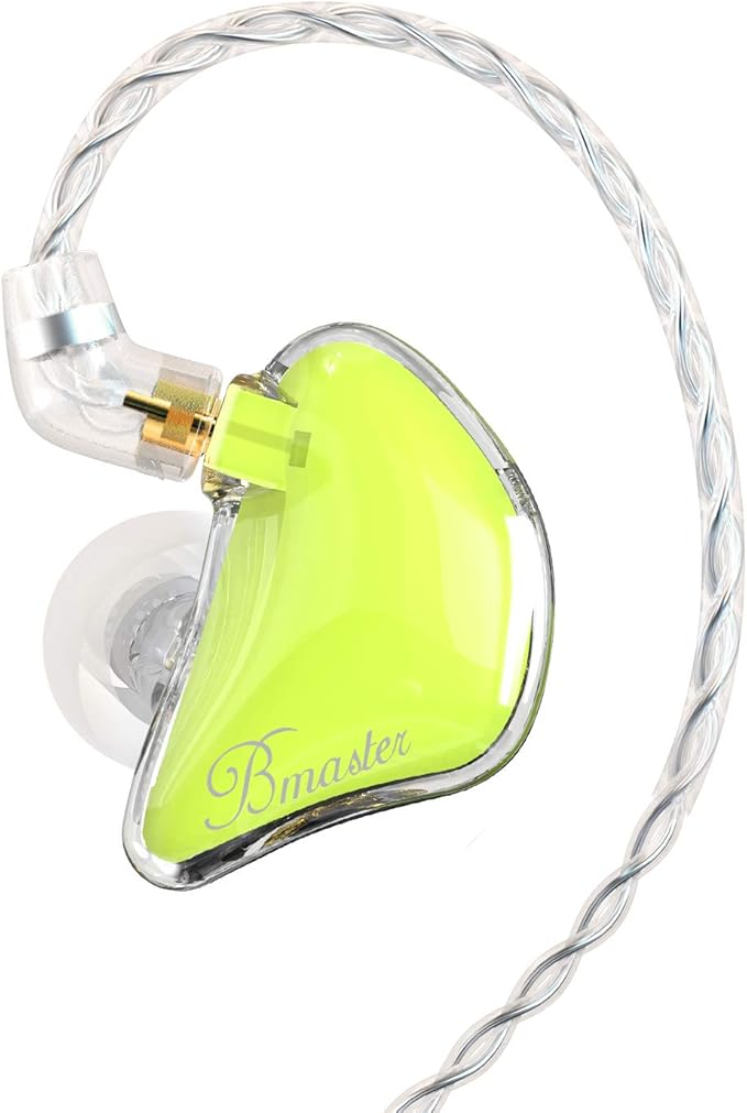 BASN Bmaster Noise Isolating in Ear Monitor Earphones, 1BA+2DD Hybrid Balanced Armature Driver IEM Headphones with Two Detachable MMCX Cables (Yellow)