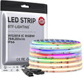 BTF-LIGHTING FCOB COB LED Strip Light IP66, WS2814 Smart IC RGBW 3000K Color Chasing Light, UL Listed DC24V 16.4FT 784LEDs/m High Density 10mm Width for Home Party DIY Decor(No Adapter or Controller)