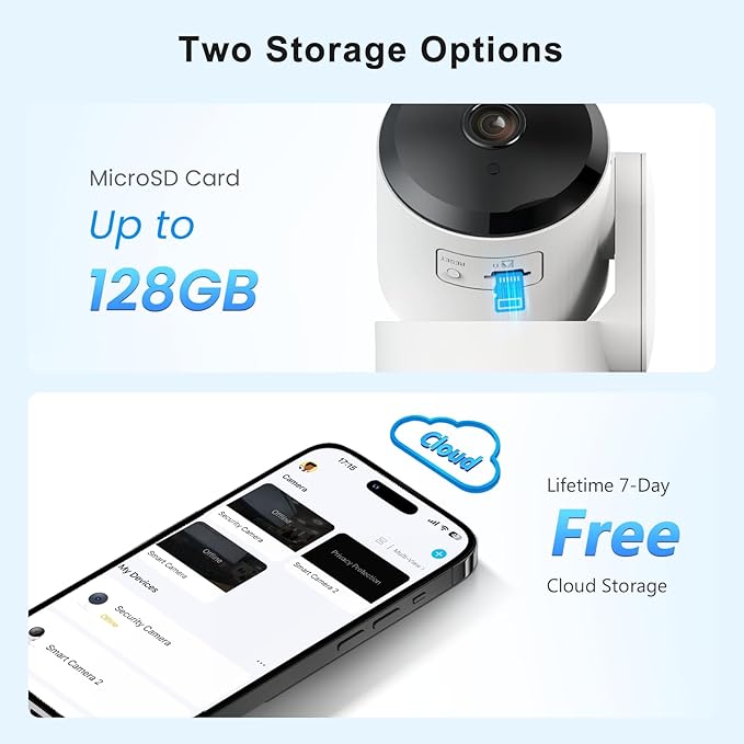 AMOROM 2 Pack 2K Indoor Security Camera Wireless, 360° Pan-Tilt Wi-Fi Pet/Baby Monitor with AI Motion Detection, Night Vision, Phone App, Cloud & SD Storage (5G/2.4G Hz)