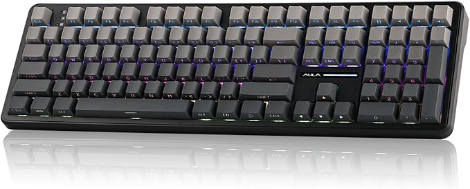 MechLands Aula F108 100% Wireless Gaming Keyboard, Full Size Custom Gasket Mechanical Keyboard, 4000mAh Battery, Programmable 108 Keys, Hot-Swappable, for Win/Mac (Black Gradient)