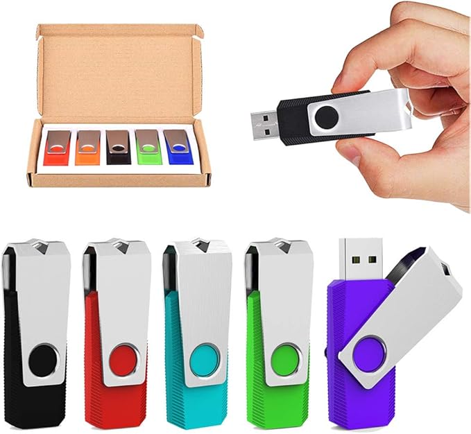 Aiibe 32GB 32G Flash Drive USB 3.0 Thumb Drive 32GB USB Flash Drive 5 Pack USB Drives with Led Light (32G, 5 Colors: Black Red Cyan Green Purple)